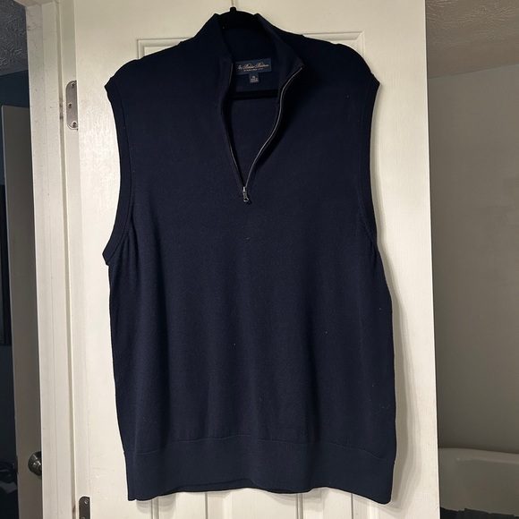 Brooks Brothers Wool Pullover Quarter Zip Vest- Navy - Picture 6 of 6